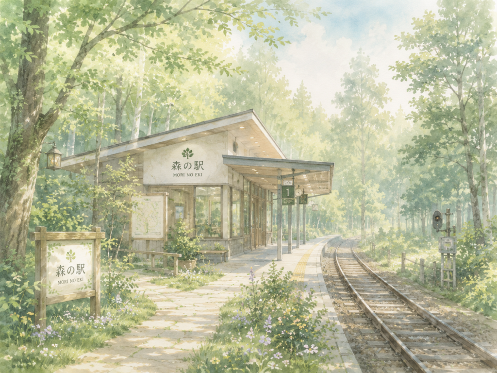 森の中の孤立した駅