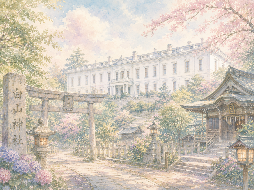 白山神社から見える大きな洋館